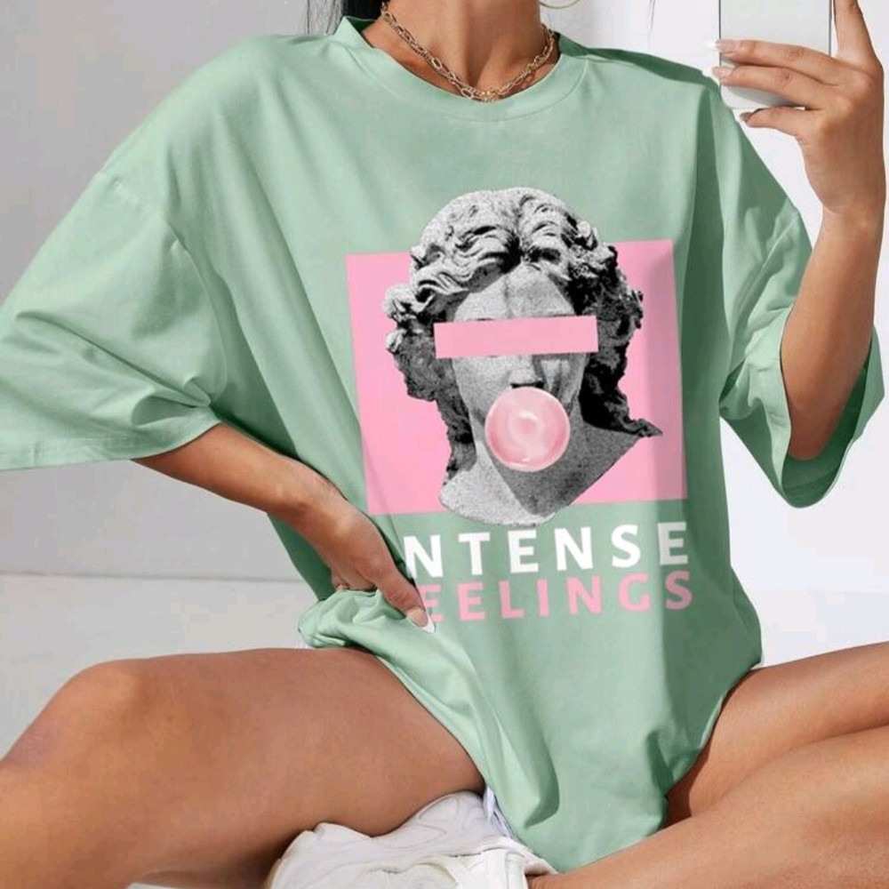 SHEIN Graphic Mint Green T-Shirt